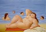 Fernando Botero Canvas Paintings - Banistas